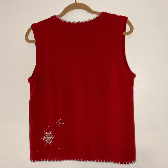 Theme Works by Kikit Sparkly Red Sweater Vest | Size M | Grannycore | Holiday - Picture 4 of 8